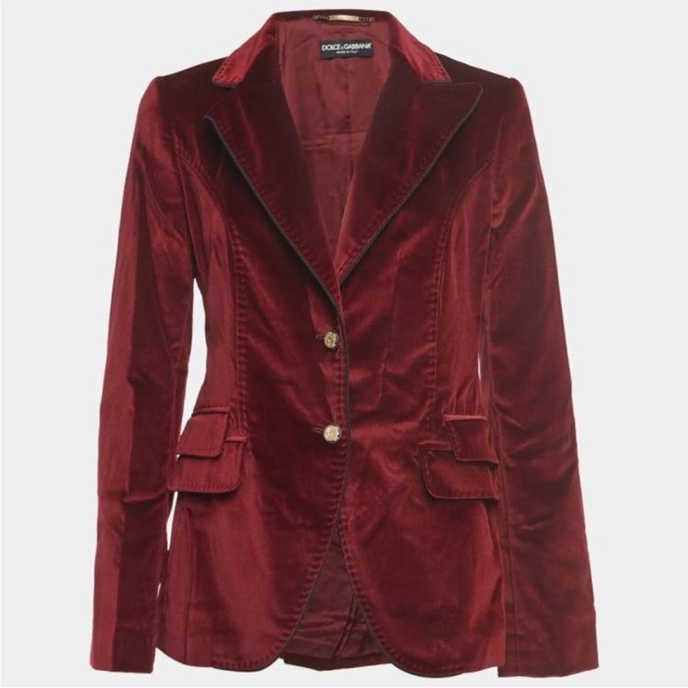 Dolce & Gabbana Red Velvet Blazer